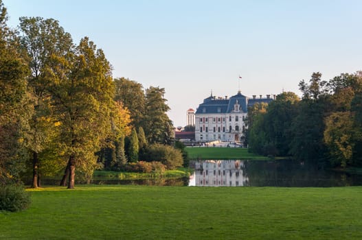 Beautiful park and castle in Pszczyna, Poland