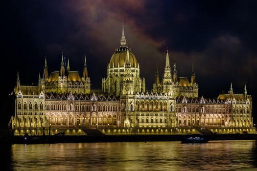 The night scene of the Budapest and the Danube river