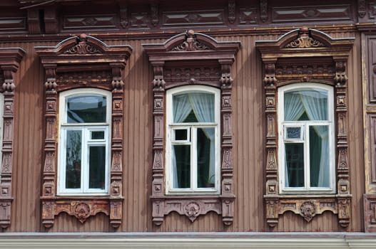 Windows of an architectural and historical monument to Tyumen, "Burkov's House"