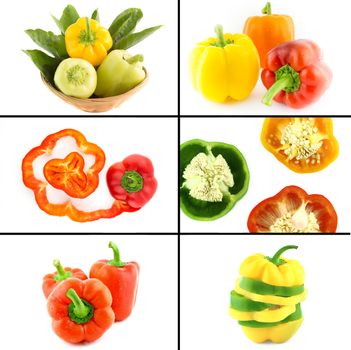 Healthy and organic food, Set of fresh colorful sweet bell pepper.