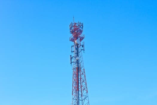 Telecommunications antenna for radio, television and telephony whit cloud and Blue sky 