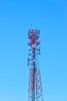 Telecommunications antenna for radio, television and telephony whit cloud and Blue sky 