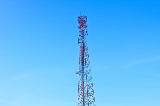 Telecommunications antenna for radio, television and telephony whit cloud and Blue sky 