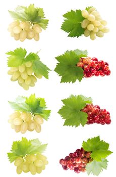 Healthy and organic food, Set of fresh green and red Grapes.