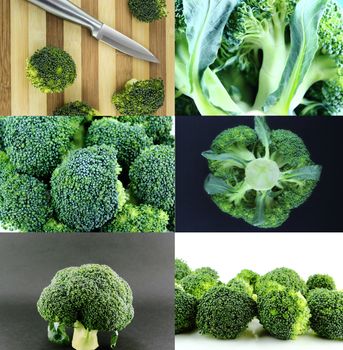 Healthy and organic food, Set of fresh broccoli .