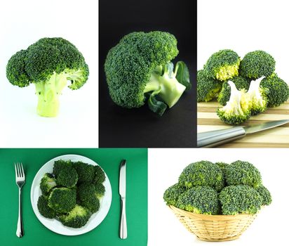 Healthy and organic food, Set of fresh broccoli .