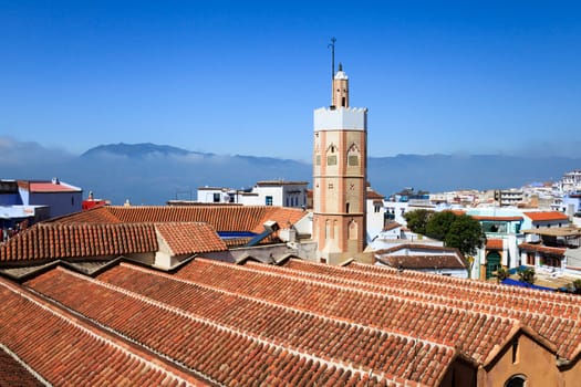 View of chefchaouen from the kasbah, morocco