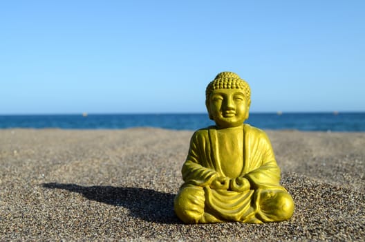 One Ancient Buddha Statue Near The Ocean