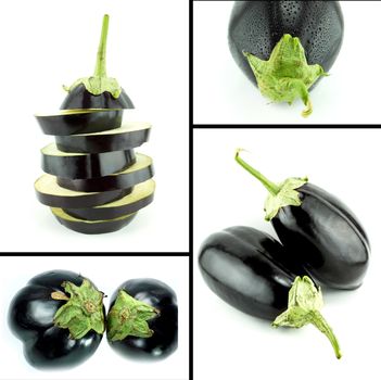 Healthy and organic food, Set of fresh fresh eggplant .