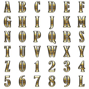 golden alphabet set on white background