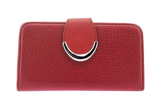 red purse, wallet on a white background