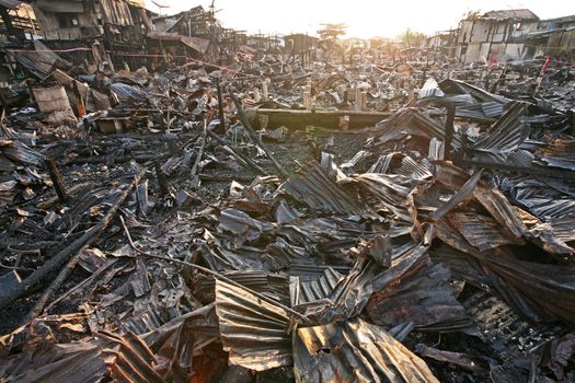 After fire at slum in Bangkok, Thailand