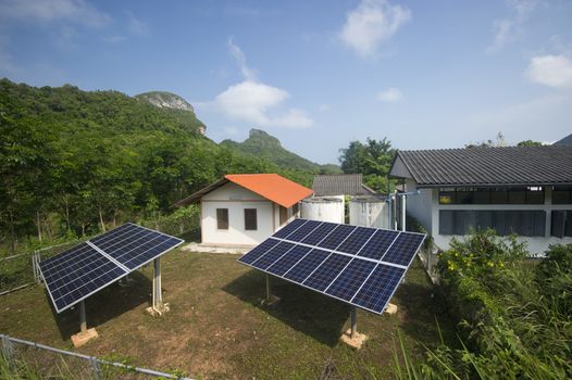 solar panel providing power to a rural area in thailand
