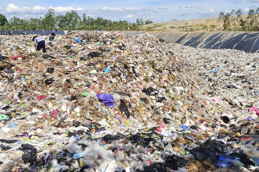 Pile of domestic garbage in Thailand.