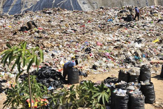 Pile of domestic garbage in Thailand.