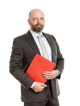 An image of a handsome business man with a red folder