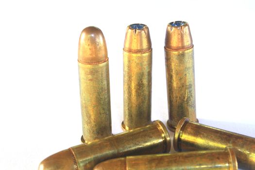 bullets (ammunition) for gun isolated on a white background