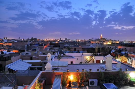 Marrakech rooftops at dusk