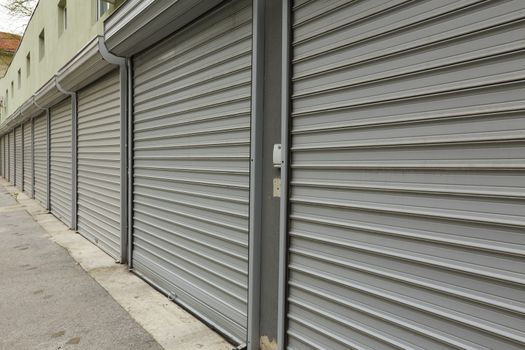  corrugated metal doors of garages