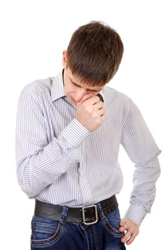 Sad Teenager on the White Background