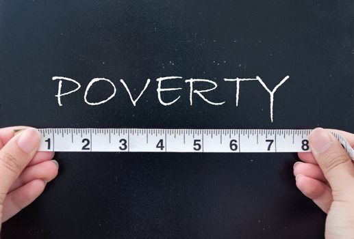 Tape measure aligned against poverty