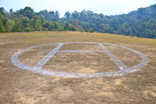 Helicopter landing pad on mountain