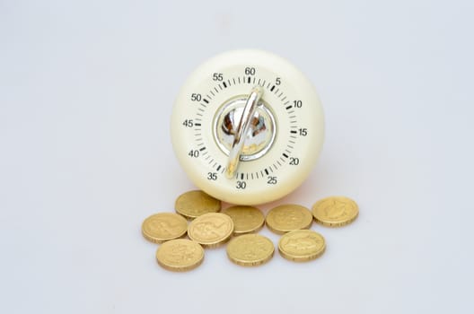 minute  timer with group of coins