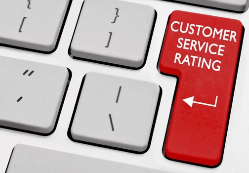 Computer with red key customer service rating