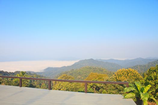 sea of fog with forests as foreground. This place is in the Kaeng Krachan national park, Thailand