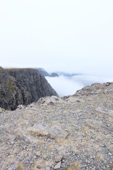 Close-up of mountain peak on mist background