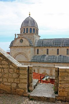 The Cathedral of St. James in Sibenik, built entirely of stone and marble, Croatia