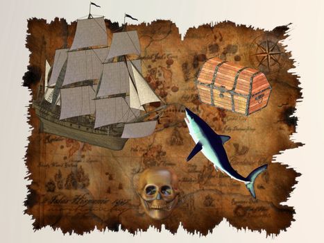 A treasure map marks the location of buried treasure, a lost mine, a valuable secret or a hidden locale.