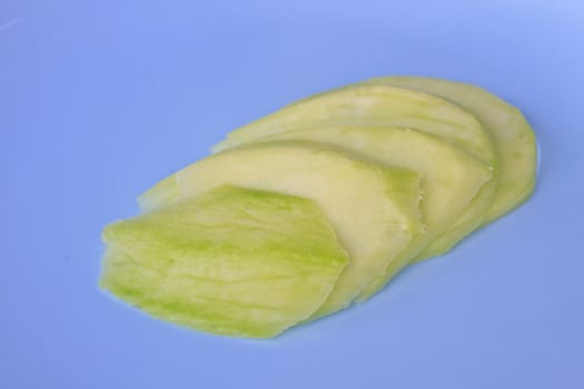 sliced mango in plate background