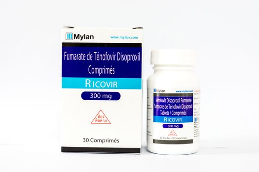 another package of Tenofovir (RICOVIR) from Mylan,shallow focus