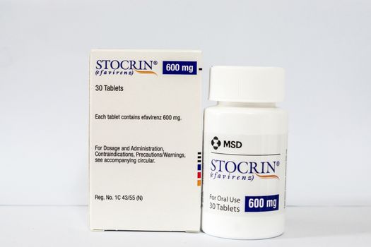 another package of Efavirenz (STOCRIN) from MSD,shallow focus