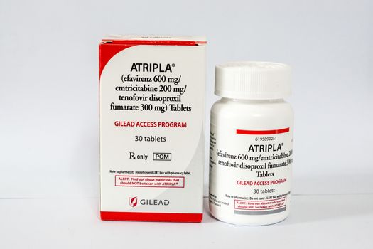 another package of efavirenz and combination (ATRIPLA) from GILEAD,shallow focus