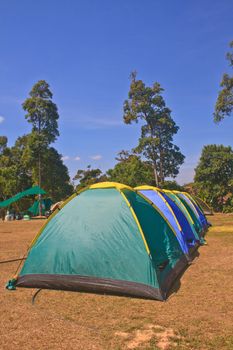 Colorful tent on the camping ground of national park
