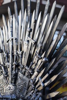 throne made of swords in a medieval fair