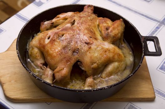 baked chicken for Christmas dinner, festive table setting 