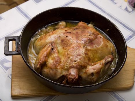 baked chicken for Christmas dinner, festive table setting 