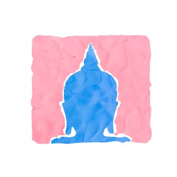 Buddha head icon handmade isolated on white background