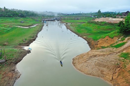 drought land and beautiful place in thailand. Sangkraburi, Kanchanaburi, Thailand.