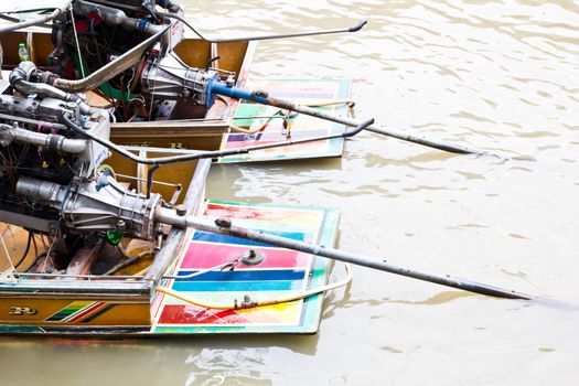 machine power of wooden boat, Thailand