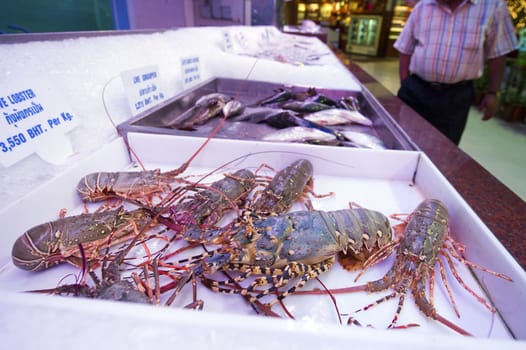 thai lobster, seafood, market, thailand