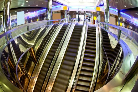 moving escalator in modern business center