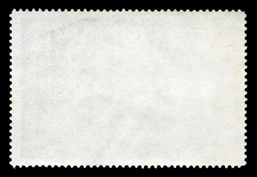 A blank postage stamp isolated on a black background.