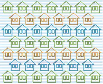 background or fabric pattern of stylized houses