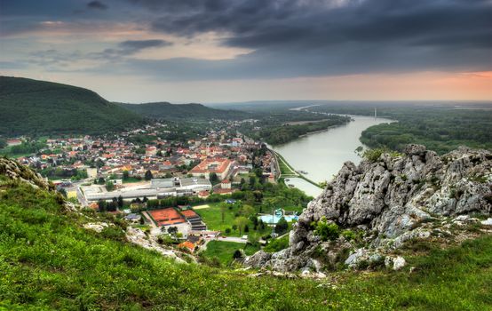 Little city from the hill near river