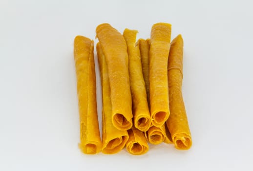 The roll of mango sheet or dried mango paste