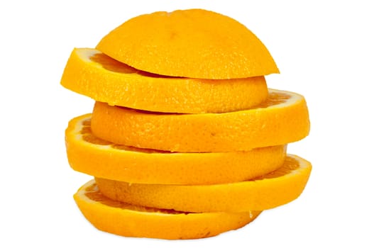 Stack of orange slices isolated on white background with clipping path